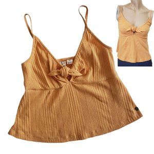Roxy Bow Tie Front Babydoll Cami Tank Top SZ M Apricot